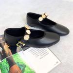 Angel Kadın Aksesuarlı Deri Babet- Siyah