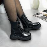 Kadın Bağcıklı Kalın Topuklu Bot- Siyah