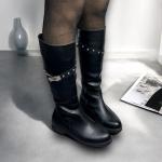 Kadın Uzun Aksesuarlı Siyah Çizme Bot
