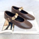 Angel Kadın Aksesuarlı Deri Babet- Kahve